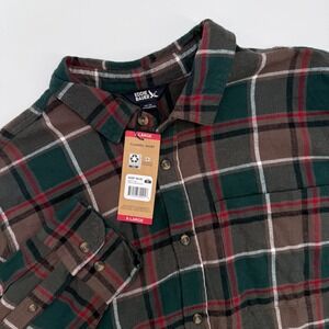 Eddie Bauer‎ Mens Flannel Shirt XL Extra Large Mocha Overland Plaid Button Up